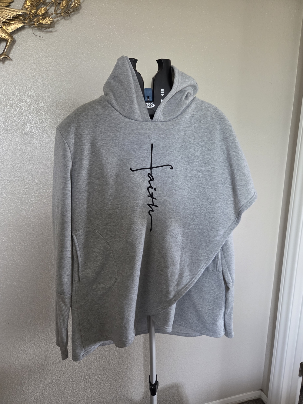 0Faith Script Grey Hoodie